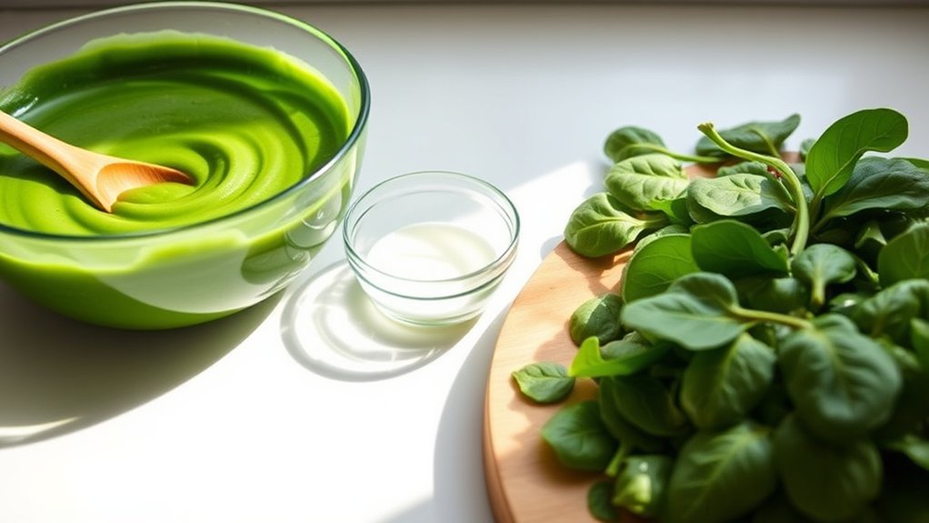 adjusting spinach puree consistency