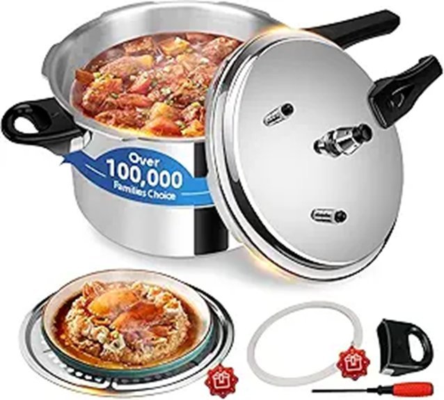 Deeluban 4.22 Quart Aluminum Pressure Cooker
