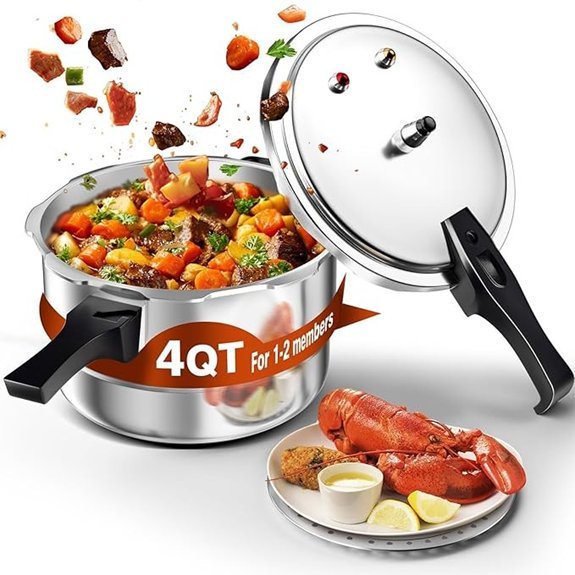 WantJoin 4QT Aluminum Pressure Cooker with Canner Rack