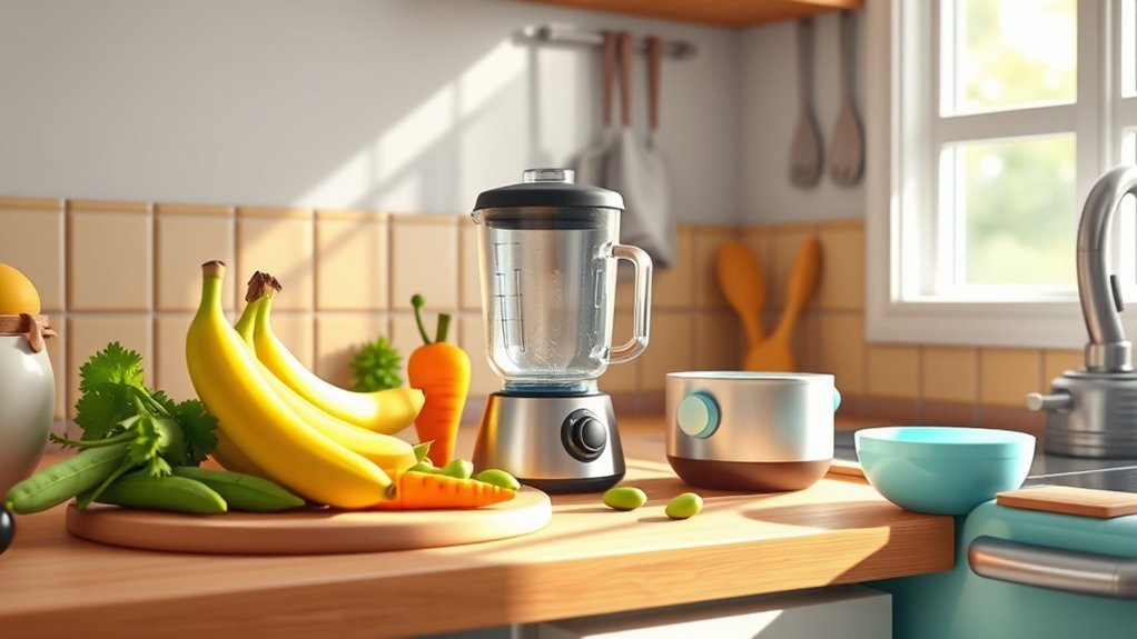 blending nutritious baby food