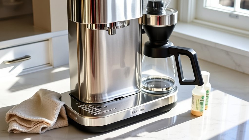 clean coffee maker exterior