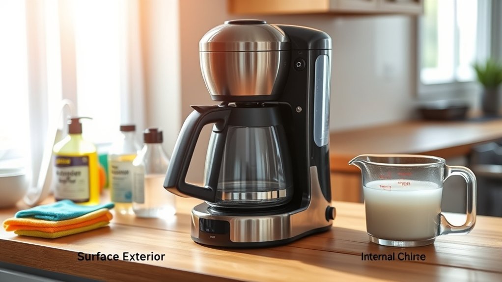 cleaning and descaling coffee maker