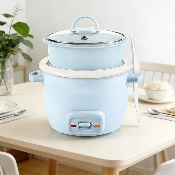 2-Cup Rice Cooker Steamer with Non-Stick Pot