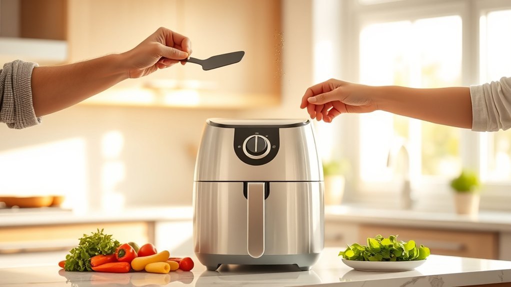 couples cooking air fryers