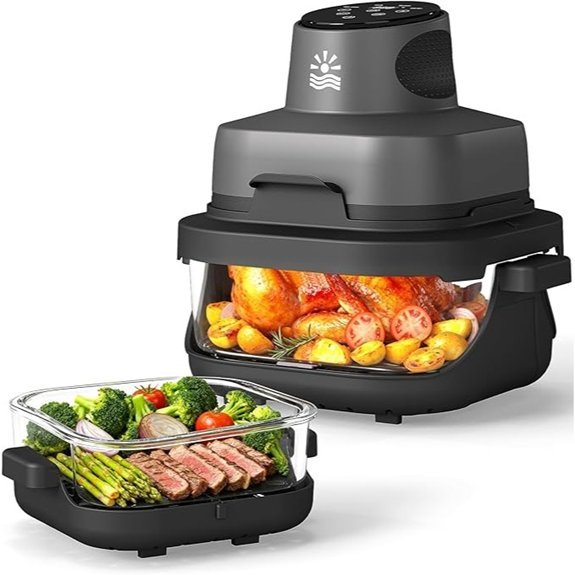 Portable Glass Air Fryer with Dual Containers