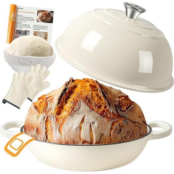 AHJ 6QT Enameled Cast Iron Dutch Oven for Baking