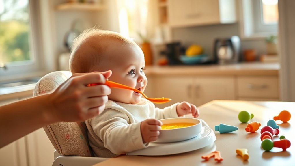 encouraging baby spoon feeding
