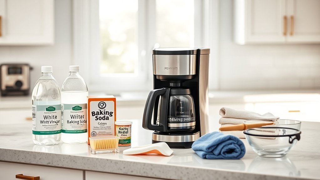 essential coffee maker cleaning supplies