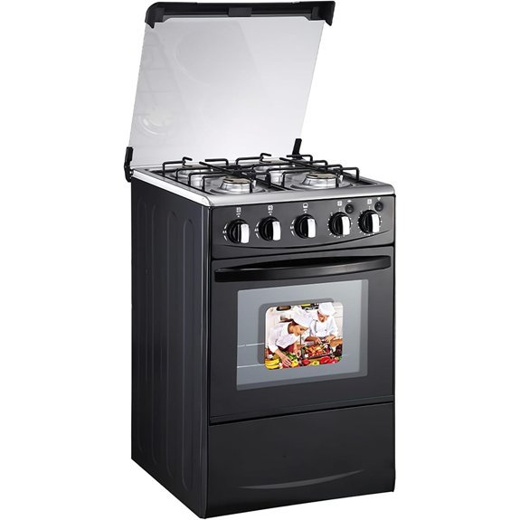 Gas Range with 4 Burners and Glass Door