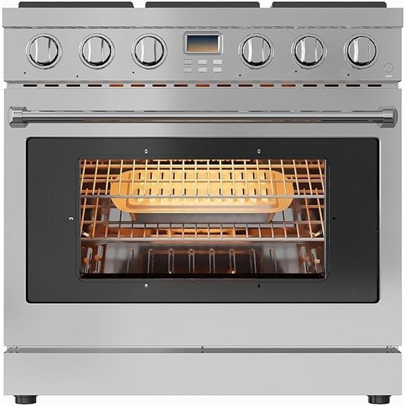 36 Inch Dual Fuel Range Oven with Gas Burners