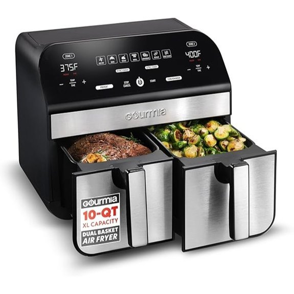 Gourmia Dual Basket Air Fryer - 10 Qt Capacity