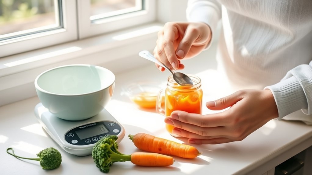 measuring baby food portions