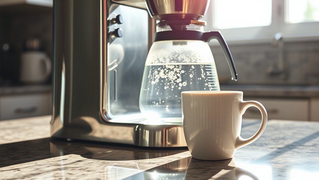 rinse coffee maker with water