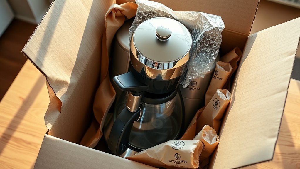 safely packing coffee maker