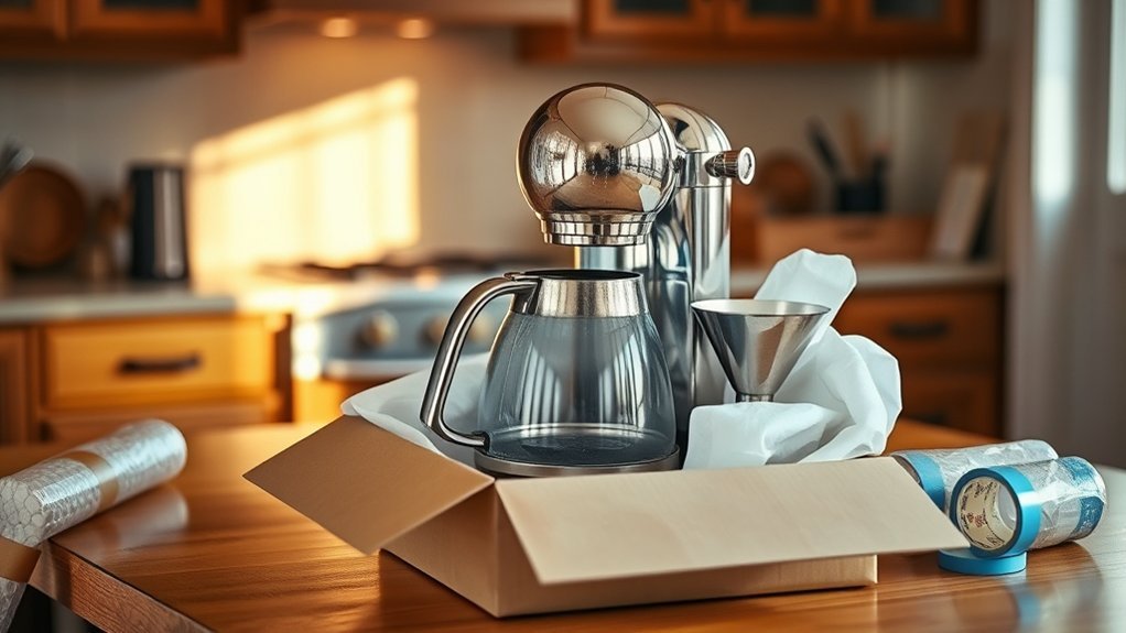 safely wrap coffee maker parts