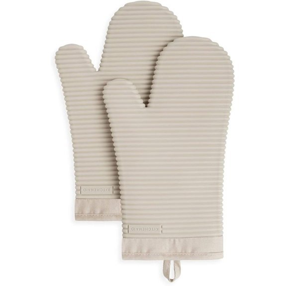 KITCHENAID Ribbed Soft Silicone Oven Mitt 2-Pack Set 7.5x13 Milkshake