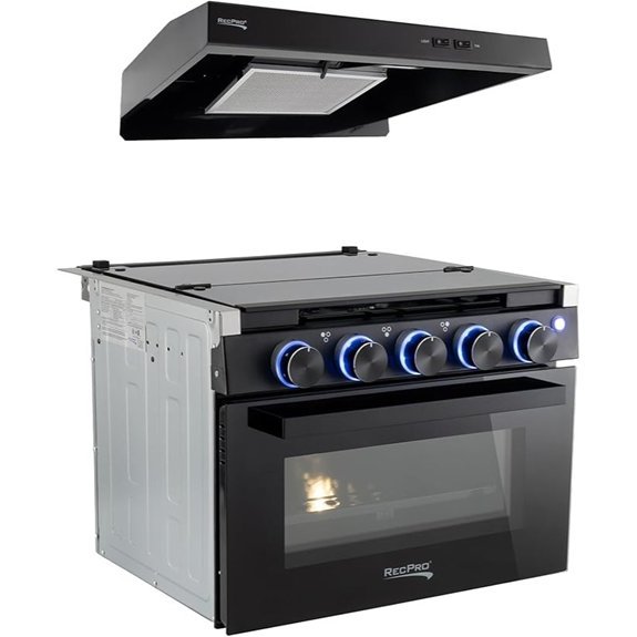 RecPro RV Stove with 3 Burners and Range Hood