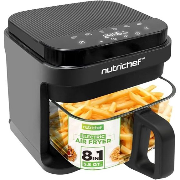 Nutrichef 5.8 Quart Air Fryer with 8 Preset Modes