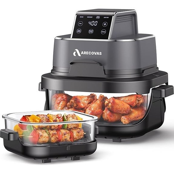 4-in-1 Portable Glass Air Fryer with Dual Containers