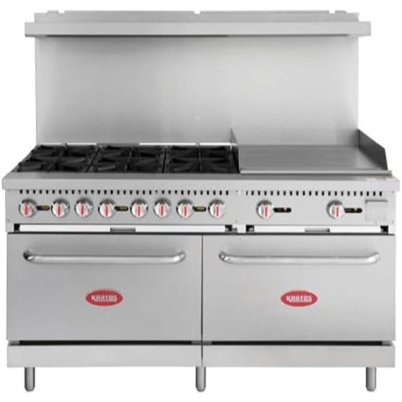 Kratos Commercial Gas Range with Ovens and Griddle