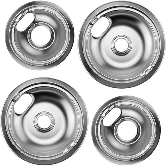 Chrome Stove Burner Drip Pan Set for Whirlpool